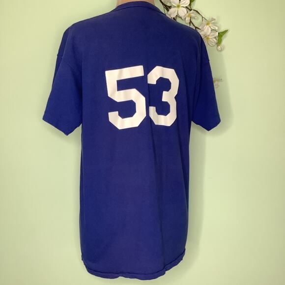 Vintage Russell Athletic T Shirt Jersey Bears #53 70’s 80’s Royal Blue Ringer - Picture 8 of 16